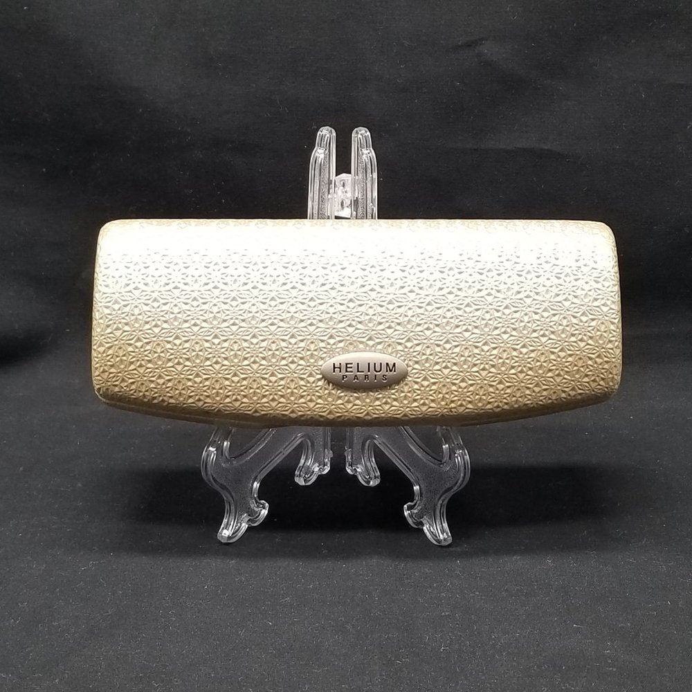Helium Paris Hard Shell Eye Glass Case Gold Easy Grip Felt Interior